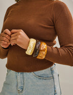 WOWORAMA 3pcs Large Chunky Acrylic Bangle Bracelets Set for Women