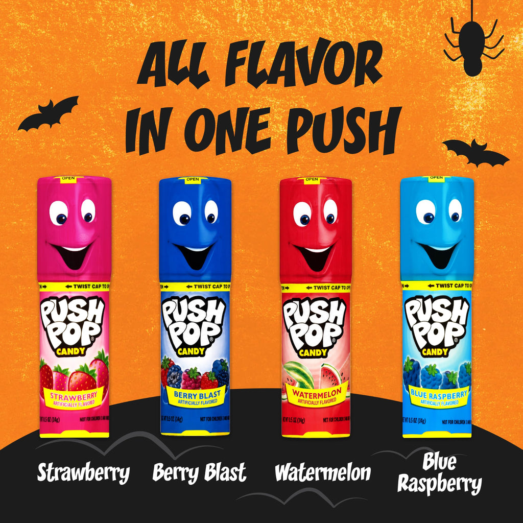 Push Pop Halloween Candy Lollipops, 24 Count, Assorted Party Favors