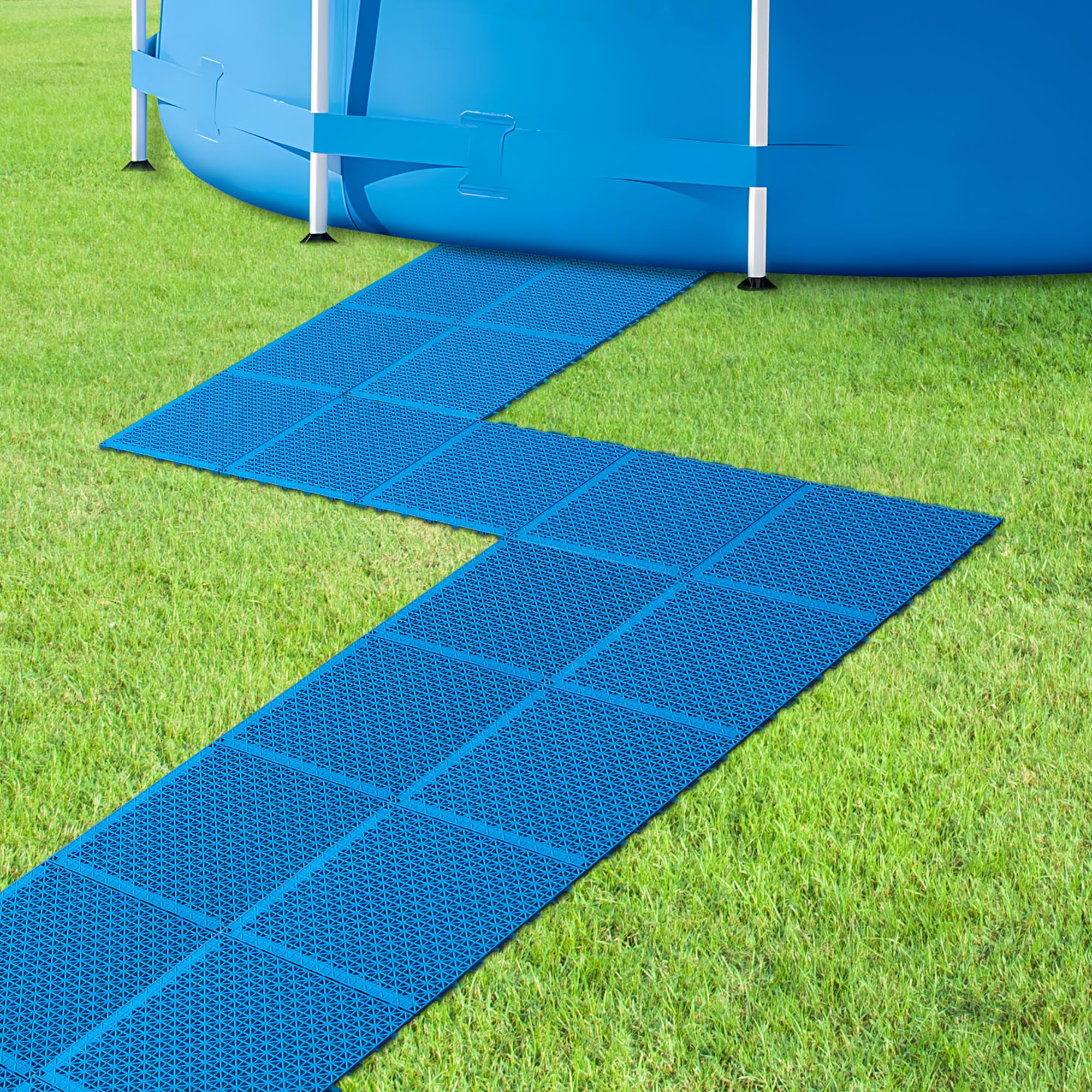 16 Pcs Ground Pool Drainage Walkway, 10.3" x 10.3" Floor Protector Mat
