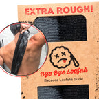 Extra Rough Exfoliating Washcloth - Extreme Body & Back Scrubber for Shower, Hygienic, Long 1 Black & 1 Grey, Men or Women, 2 Count Pack