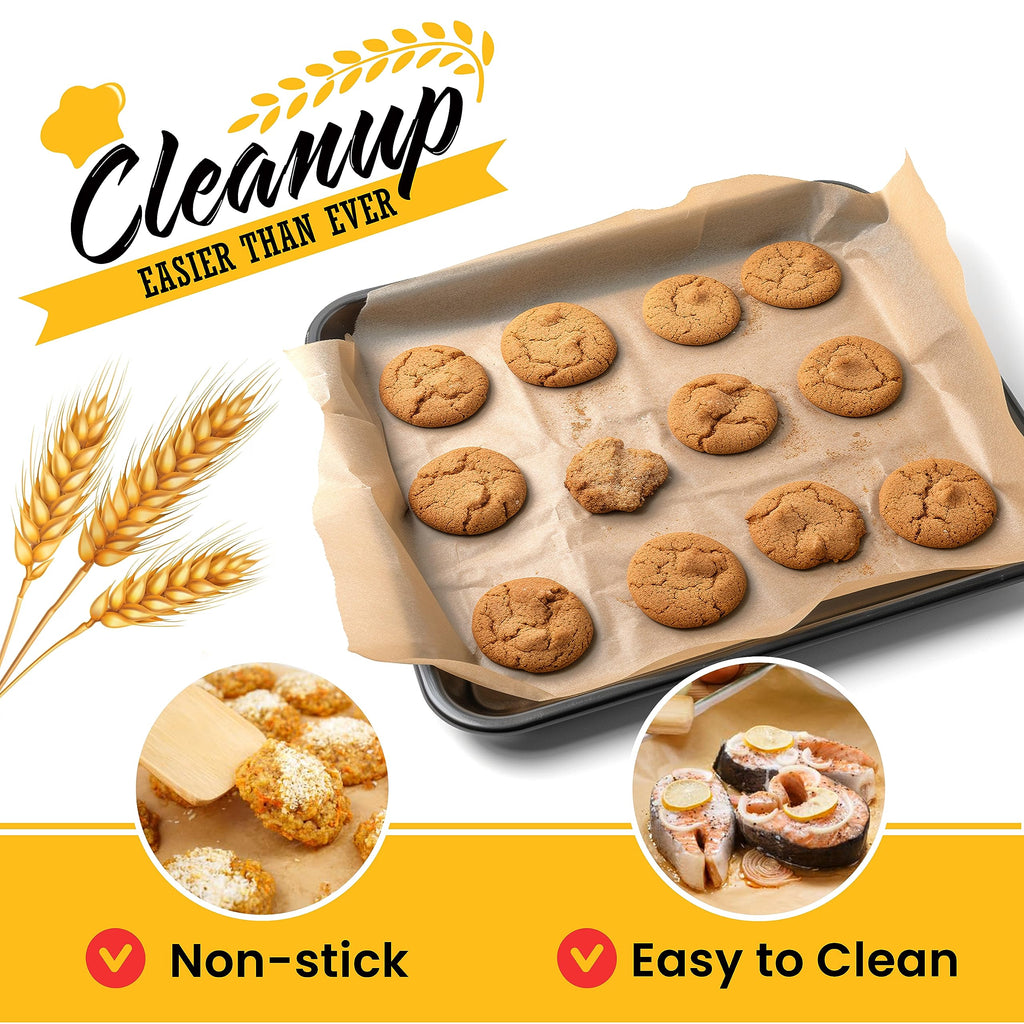 Unbleached Parchment Paper for Baking – 2-Pack 520 Sq.Ft Total - 15 in x 210 ft Baking Paper Roll with Cutter, Non-Stick Brown Parchment for Baking, Cooking, Grilling, Steaming by Baker’s Signature