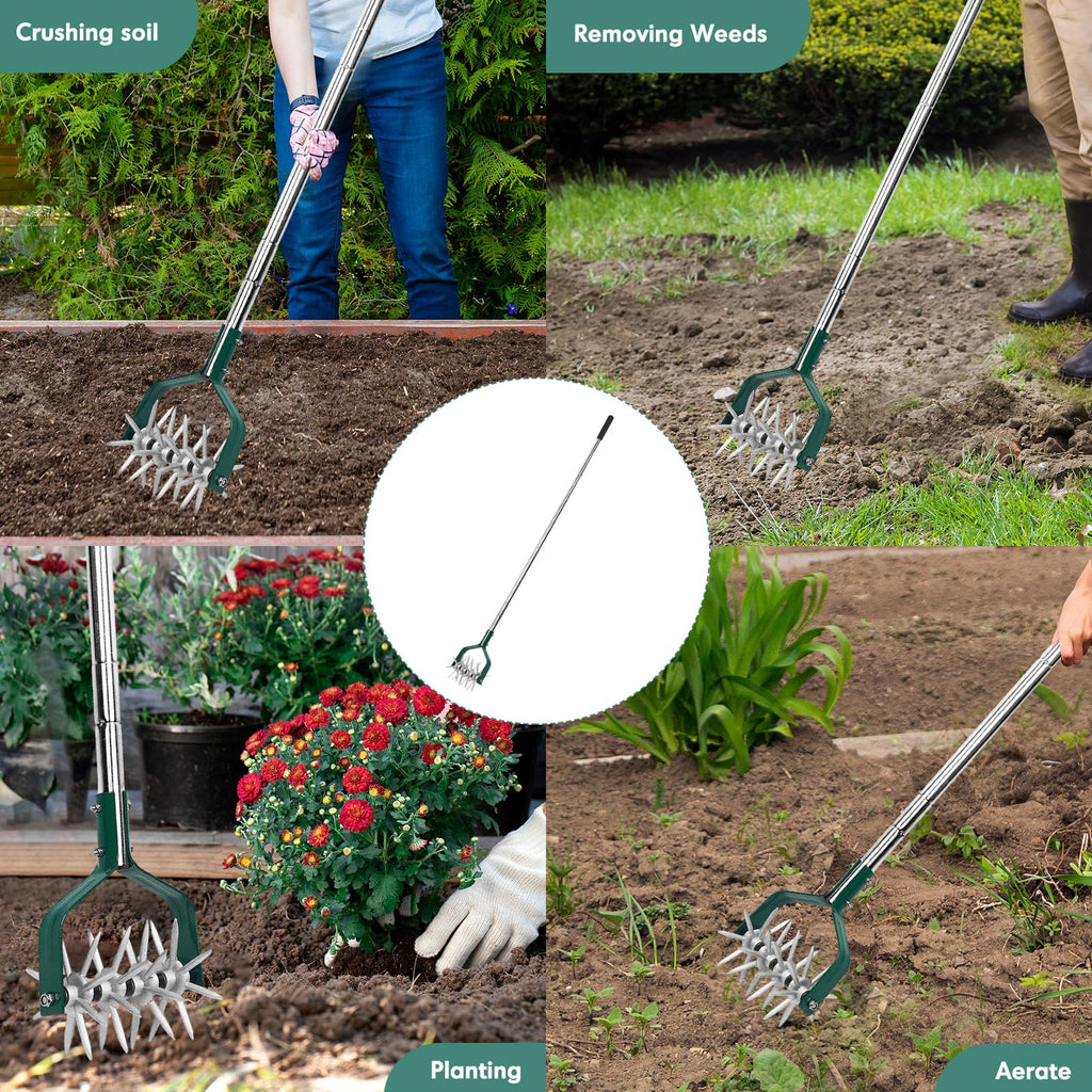 YEELOR Rotary Cultivator Garden Tool with Durable Aluminum Gears