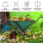 Pure Garden Folding Wheelbarrow with 80lb Capacity, Green