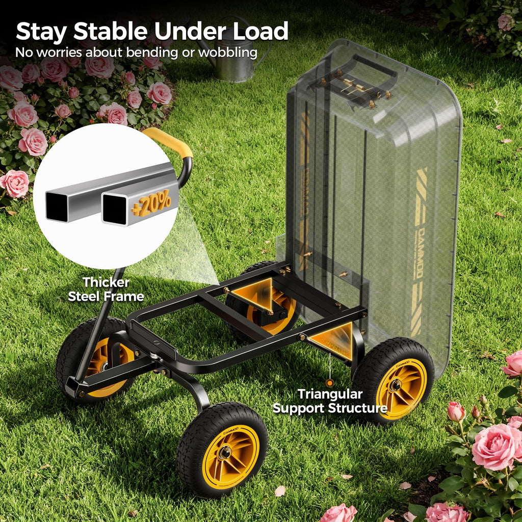CAMMOO 10 Inch No-Flat Tires 600 lb Garden Dump Cart 4 Cu.Ft.