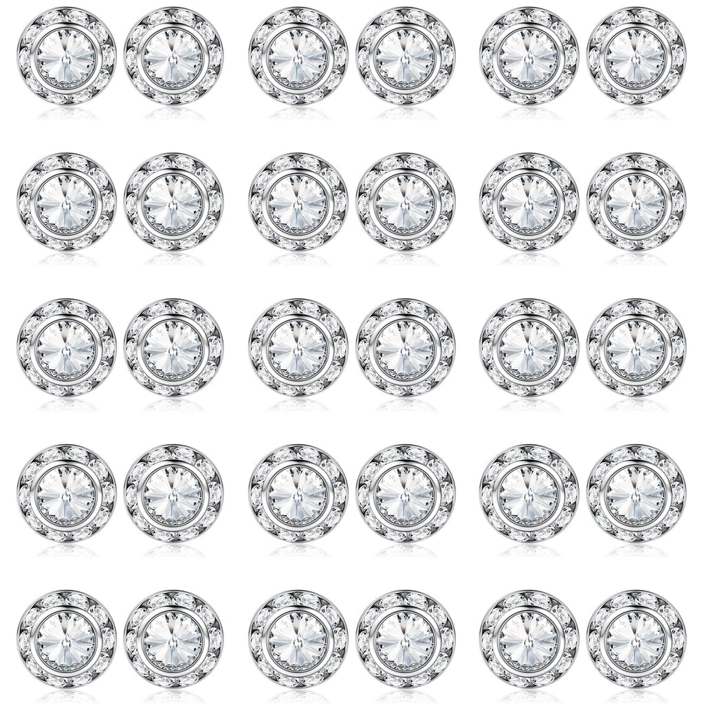 SAILIMUE 15Pairs Rhinestone Earrings For Women Dance Competition Performance Ballet Stud Earrings Stainless Steel Round Acrylic Stone Inside Rhinestone Crystal Halo Dance Competition Earrings Set15mm