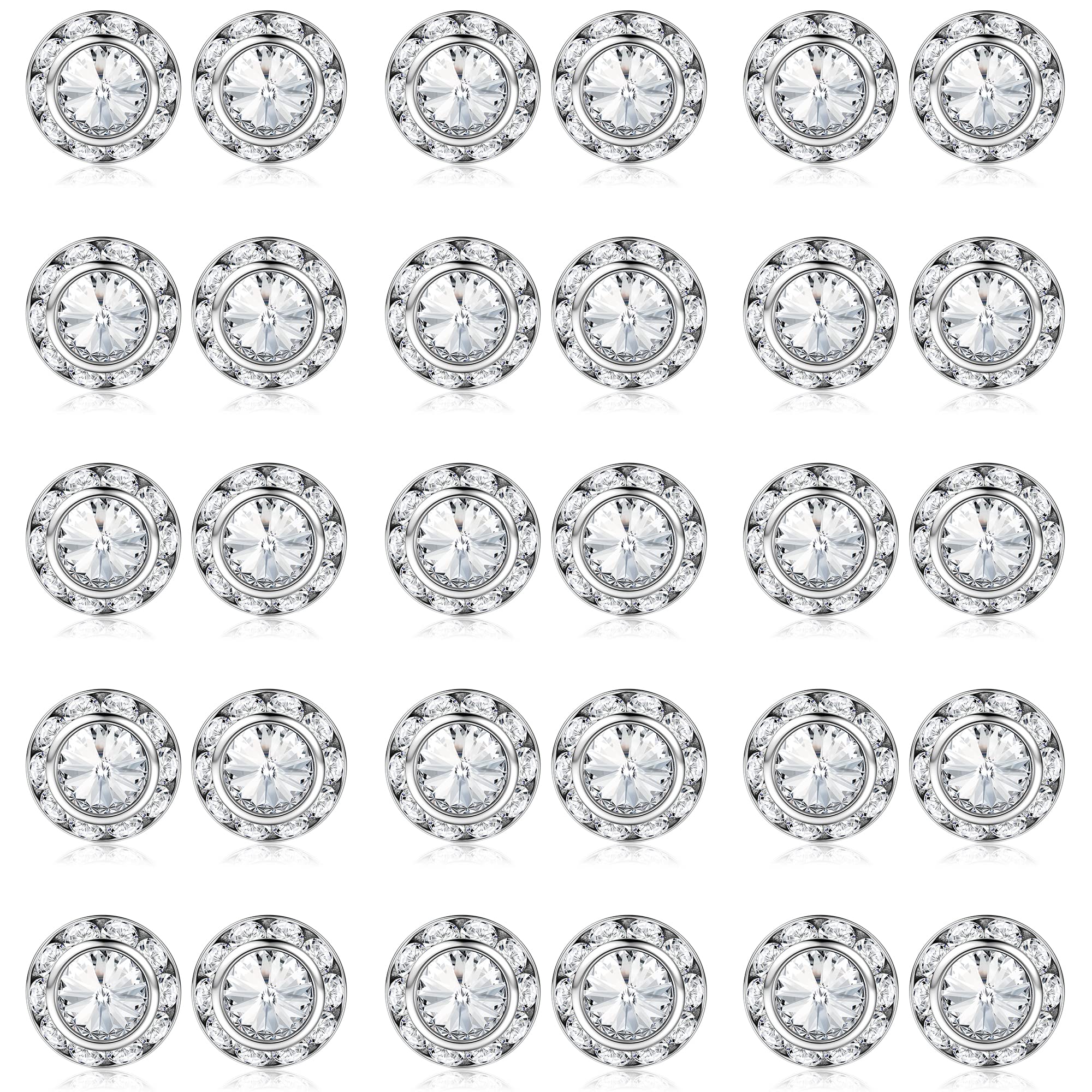 SAILIMUE 15Pairs Rhinestone Earrings For Women Dance Competition Performance Ballet Stud Earrings Stainless Steel Round Acrylic Stone Inside Rhinestone Crystal Halo Dance Competition Earrings Set15mm