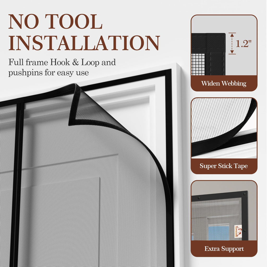 Yotache Magnetic Screen Door for Sliding Doors 72"x80", Screen Size 74"x81", Double-Sided Opening Screen Reinforced Mesh with Strong Magnets for French Front/Back Patio Doors