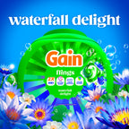 Gain Flings Liquid Washing Detergent Pacs, Now with Odor Defense + Color Guard, Waterfall Delight Scent, 4-In-1 Liquid Laundry Detergent Pods, Clean & Fresh, 112 Count (Packaging May Vary)