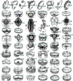 17IF 60 PCS Vintage Silver Goth Ring Set for Women, Punk Boho Chunky Knuckle Stackable Finger Ring Pack Aesthetic Grunge Adjustable Retro Stone Opal Crystal Cat Snake Flower Gothic Rings