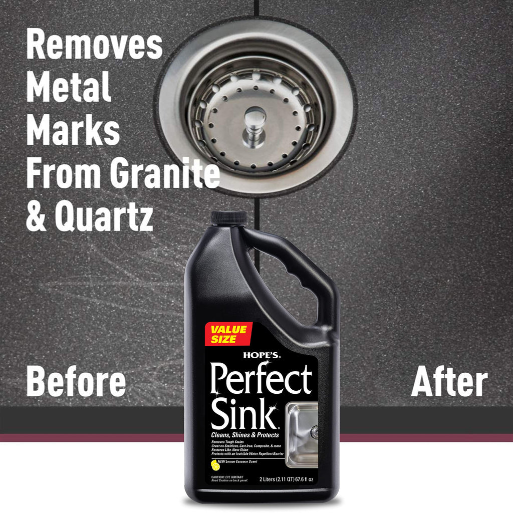 HOPE'S Perfect Sink Cleaner and Polish, Restorative, Water-Repellant, Removes Stains, Ideal for Brushed Stainless Steel, Cast Iron, Porcelain, Corian, Composite, Acrylic, Value Size