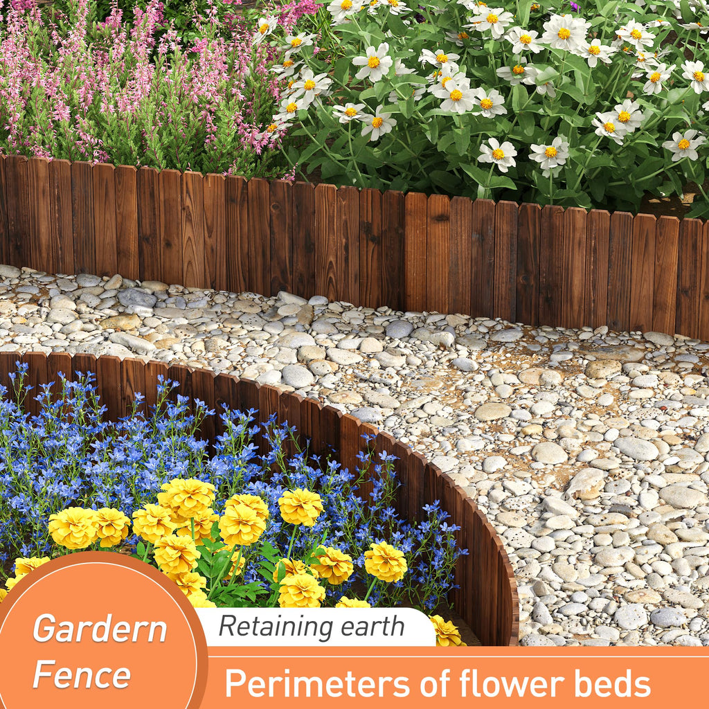 GHWIE Wooden Garden Fence Wood Garden Edging Border Decorative Landscape Border Edging,Planting Tree Fence Yard Patio Path Edging Landscape Edging Flower Bed Fences-11.8'' H x 48'' L (1PACK)