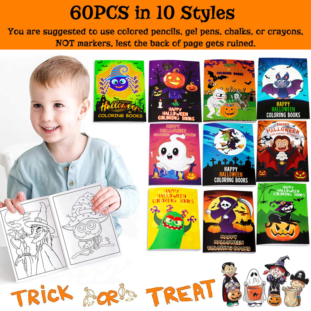 90shine 60PCS Halloween Coloring Books Bulk Party Favors for Kids