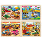 SYNARRY Large Wooden Construction Vehicle Puzzles for Kids Ages 4-6