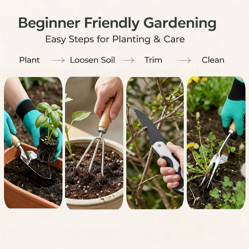 Garden Tool Set, Wicker Basket, Raised Bed Gardening, Women's Garden Gift