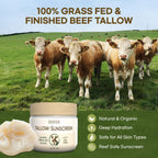 (Pack of 2) Organic Beef Tallow Sunscreen SPF 30: Instant Sun Protection with 100% Grass Fed Tallow and Zinc Oxide - Deep Hydration & Non-Greasy Formula for Adults and Kids (2.12 oz Each)