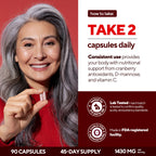 VitaUp D mannose with Cranberry and Vitamin C - USA Made D-mannose 1000mg Capsules - Cranberry Pills for Urinary Tract & Bladder, Immune Support - 90 Count