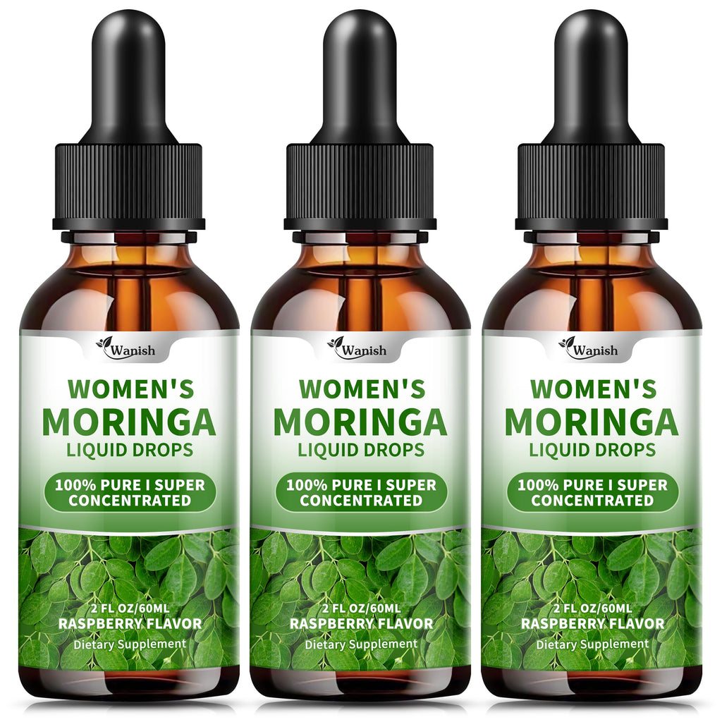 3 Pack（6 Fl Oz） Moringa Liquid Drops 800 mg for Women- with Moringa Oleifera Leaf Extract, Turmeric Root Extract, Olive Leaf, Black Pepper, Vitamin C & E，Antioxidant, Energy and Immunity Support.