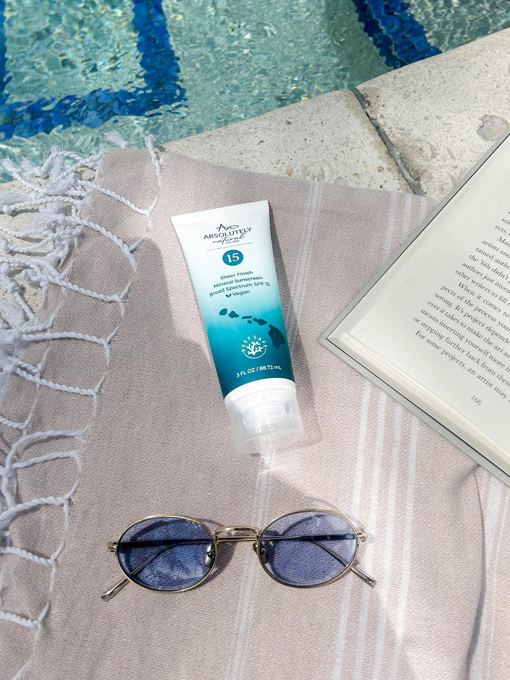 Absolutely Natural - SPF 15 Mineral Sunscreen - Broad Spectrum Water Resistant Moisturizer Lotion For Body & Face - With Non-Nano Zinc Oxide, Vitamin E, & Antioxidants - Made in USA, 3 Oz