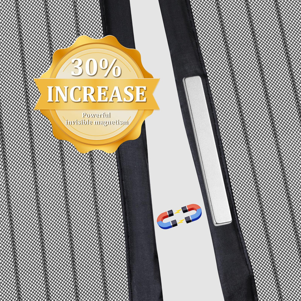 Magnetic Screen Door - Self Sealing, Heavy Duty, Hands Free Mesh Partition Keeps Bugs Out Let Breeze in- Pet and Kid Friendly - Keep Open Feature (Black, Fit Door Size 38 x 82 Inch)