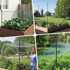 Garden Stakes for Netting, Heavy Duty Metal Garden Poles for Netting Support, Black Powder Coated Steel Frame for Fencing, Plant & Crop Protection(4 Pack,6.8 ft)