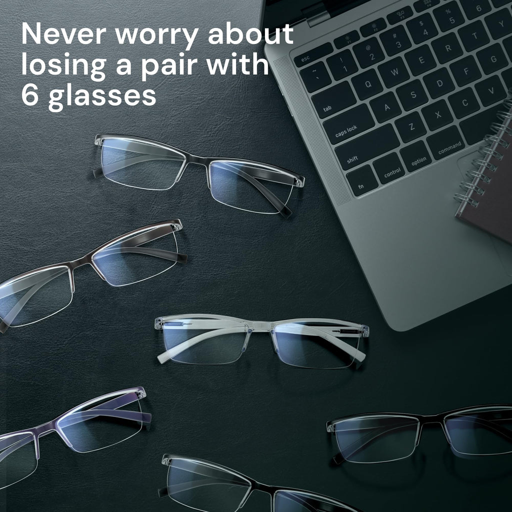Gaoye 6 pack Executive Style Reading Glasses Men - Durable Readers with Blue Light Filtering - Comfortable Fit with TR90 Frames