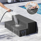 WTFGO Plastic Hot Tub Steps with Storage, Spa Steps Outdoor Stairs, 36.6 Inches Long - Non-Slip All Weather Top & Feet, 32 Gallon Capacity, Waterproof for Porch/RV/Deck, Sturdy Plastic Frame, Black