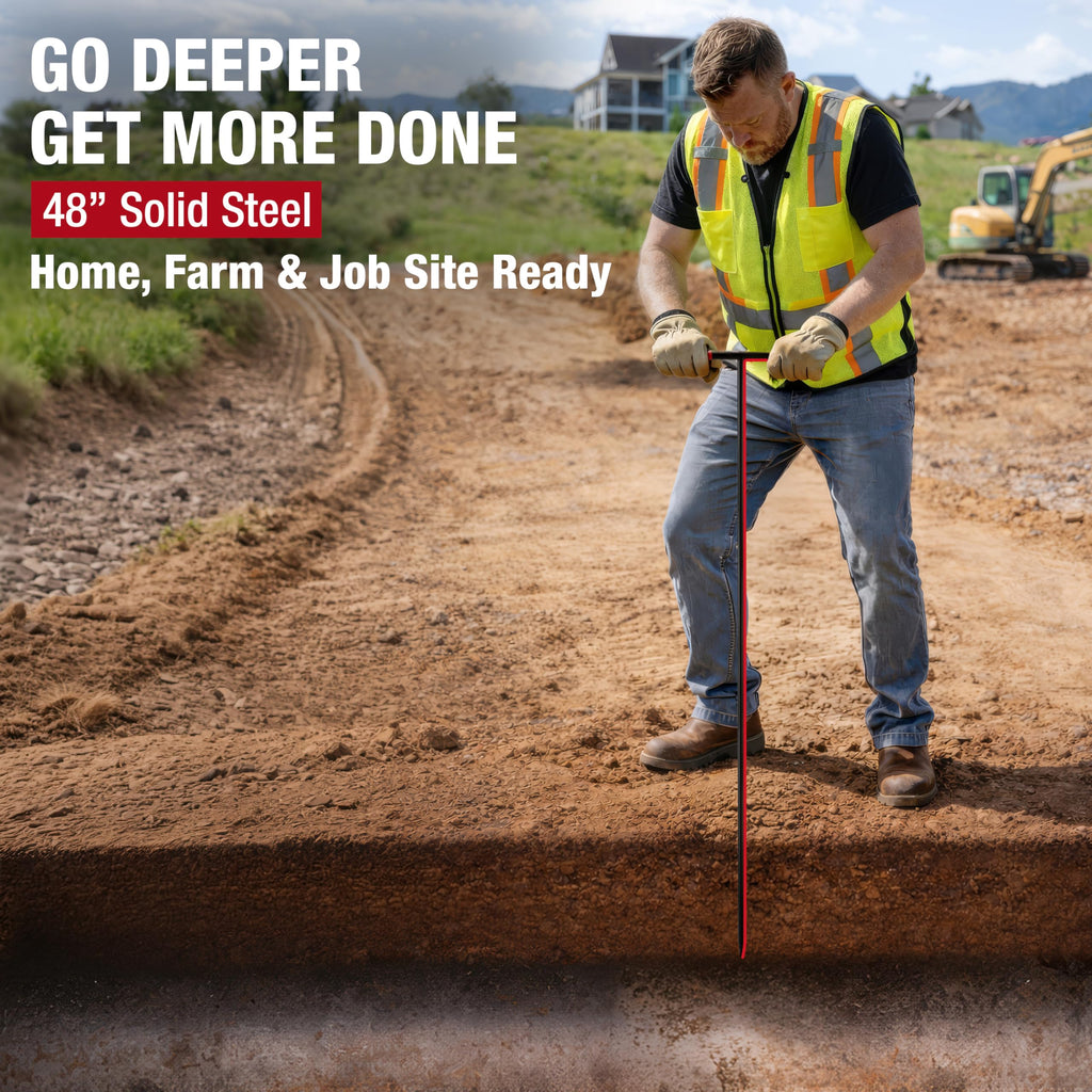 HOMESTEAD 48-Inch Soil Probe Rod with wide T handle, Comfortable Grip for Locating underground pipes and septic tanks
