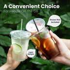 Fit Meal Prep 100 Pack 16 oz Clear Plastic Cups with Flat Lids, Disposable Iced Coffee Cups, BPA Free Premium Crystal Smoothie Cup for Party, Lemonade Stand, Cold Drinks, Juice, Milkshake