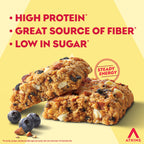 Atkins Soft Baked Protein Bars, Blueberry, 15g Protein, 4g Net Carbs, 2g Sugar, Excellent Source of Fiber, High in Protein, 6 Packs (4 Bars Each)