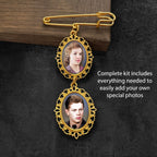 Wedding Bouquet Memorial Remembrance Photo Charm Gold Holds 2 Pictures