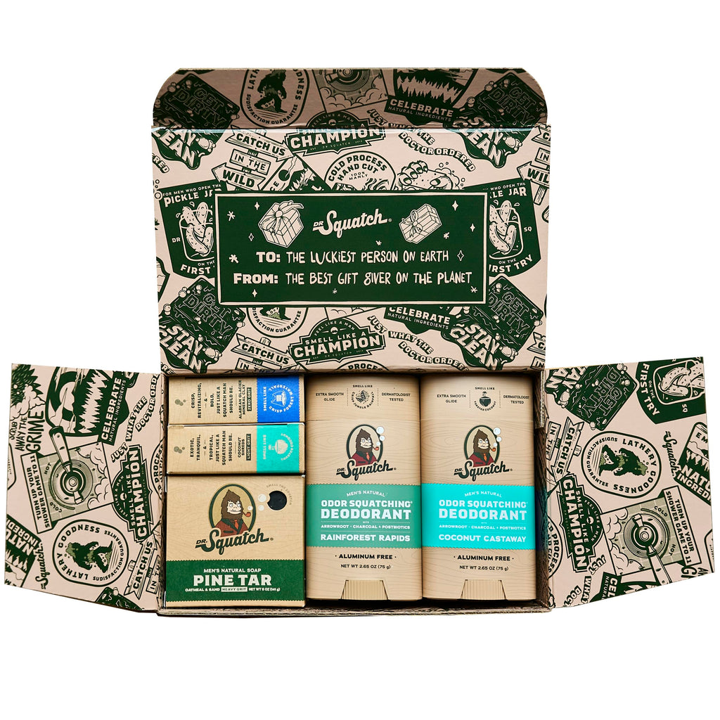 Dr. Squatch Men’s Soap & Deodorant Bundle - Birthday Gifts for Men - Bar Soap, Aluminum Free Deodorant Men - Gifts for Men (8 Piece Bundle)