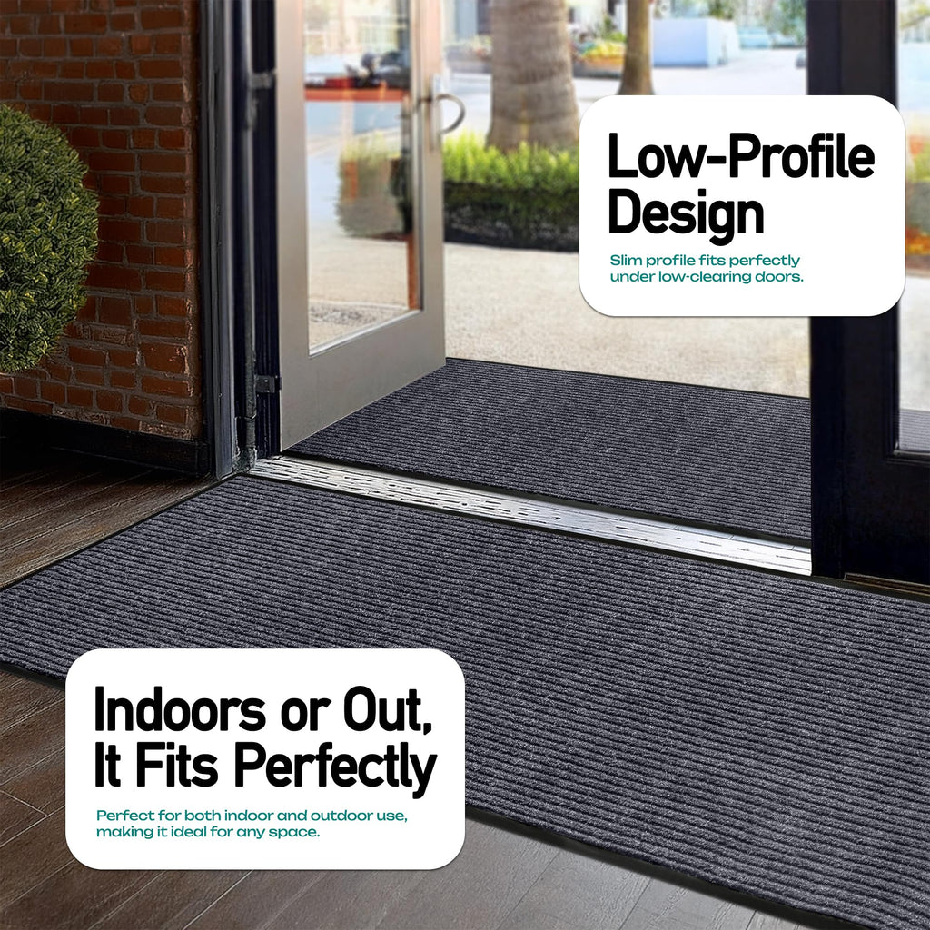 MaxMat Commercial Floor Mat, Heavy Duty Indoor Outdoor Door Mat, 3x5 Feet Grey, Waterproof Entrance Mat, Non-Slip Backing Rug for Office, Store, Warehouse, Hallway, Garage & Entryway