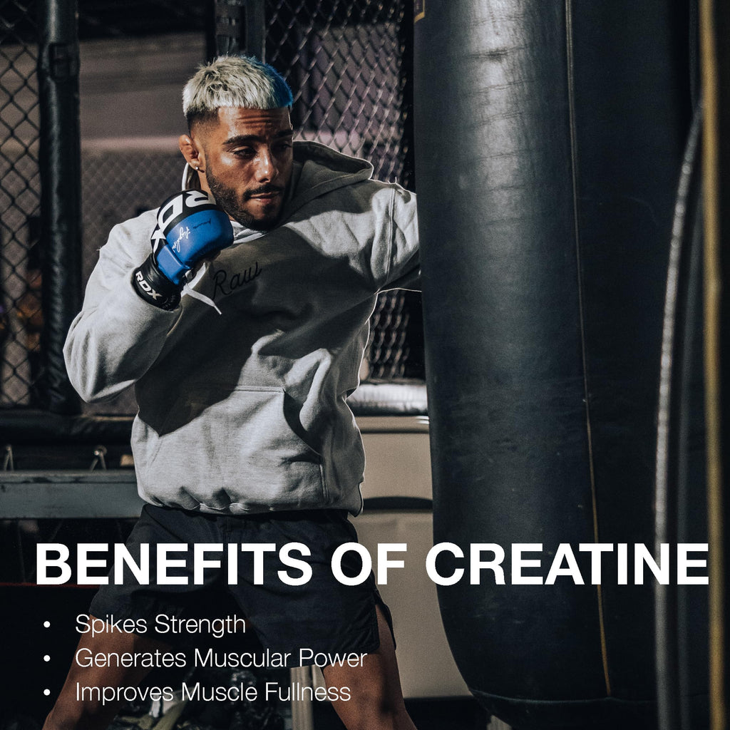 RAW Nutrition Creatine Monohydrate Powder, Fruit Punch (30 Servings) - Micronized Creatine Monohydrate Supplement for Workout Performance, Build Muscle & Strength - Creatine Powder for Men & Women