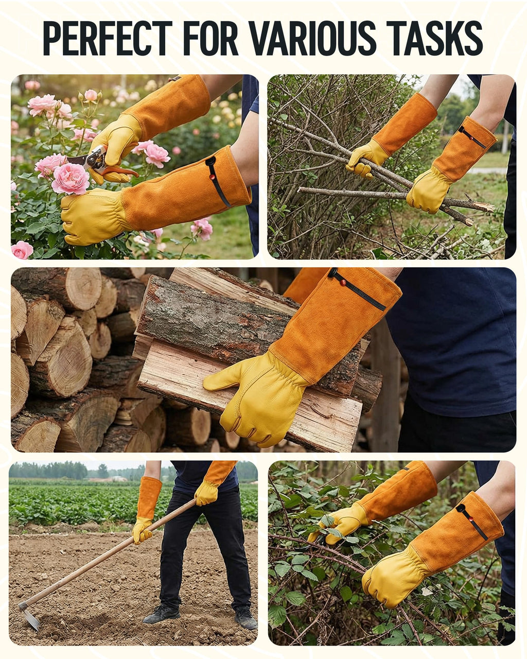 WORKPRO Gardening Gloves, Long Leather Garden Gloves for Women & Men