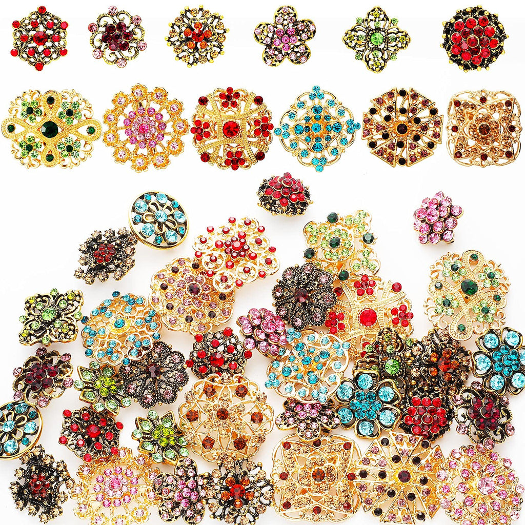 MTLEE 36 Pcs Rhinestone Brooches Bulk Vintage Women Brooch Pins for Crafts