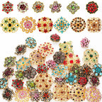 MTLEE 36 Pcs Rhinestone Brooches Bulk Vintage Women Brooch Pins for Crafts