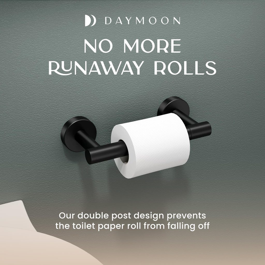 Day Moon™ - Toilet Paper Holder - Modern Roll Holder for Bathroom - 1 Pack - Wall Mount - Classic, Black