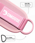 DMoose Fitness Ankle Straps for Cable Machines - One Size Fit Premium Padding, Glute Kickback Ankle Strap for Women & Men, Cable Attachments for Gym & Booty Workouts (Bubblegum Pink - Pair)