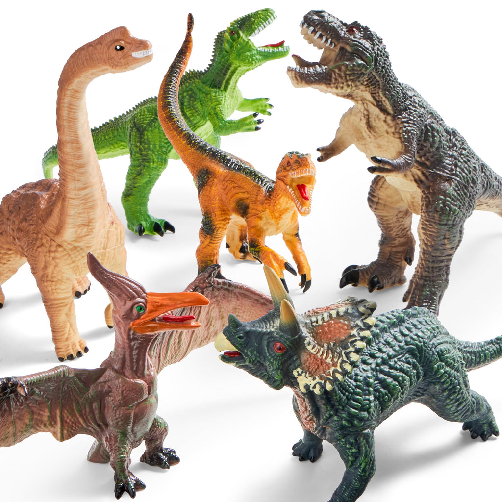 JOYIN Big Dinosaur Toys for Toddlers, 6 Piece Large Soft Dinosaur Figures with an Educational Book, Jumbo Realistic Toys for Boys and Girls Gift, Kids Ages 1 2 3 4 5