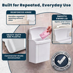 Alpine Sanitary Napkin Receptacle - Feminine Hygiene Disposal Container, Wall Mounted Trash Can with Odor Control Seal & Installation Hardware (White)