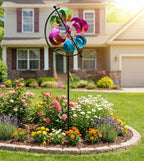 Large Kinetic Solar Wind Spinner Outdoor Metal 3D Yard Art with Stake