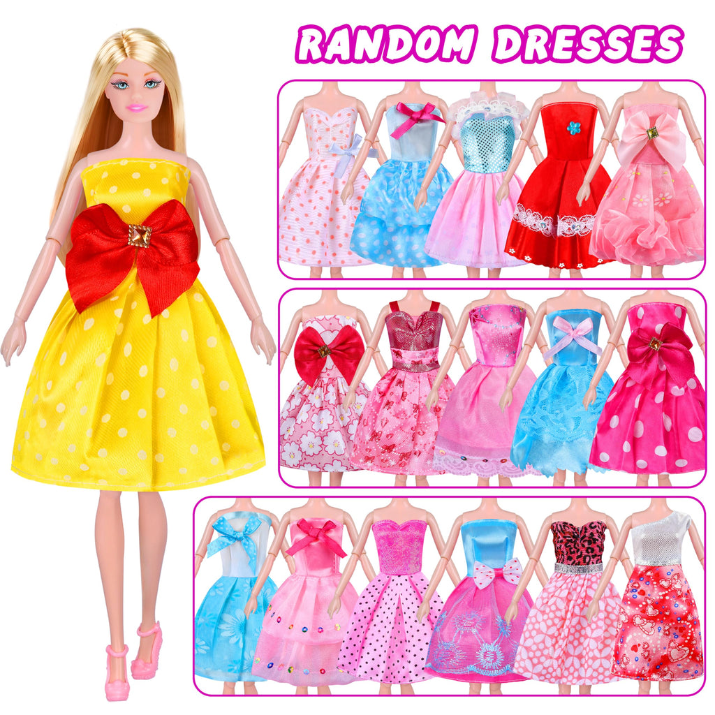 342 Pcs Doll Clothes and Accessories with Doll, Princess Gowns, Fashion Dresses, Top, Pants, Swimsuits, Shoes, Hangers and Other Accessories, Doll Playset Dress up Toy for Girls Toddlers Gift Toys