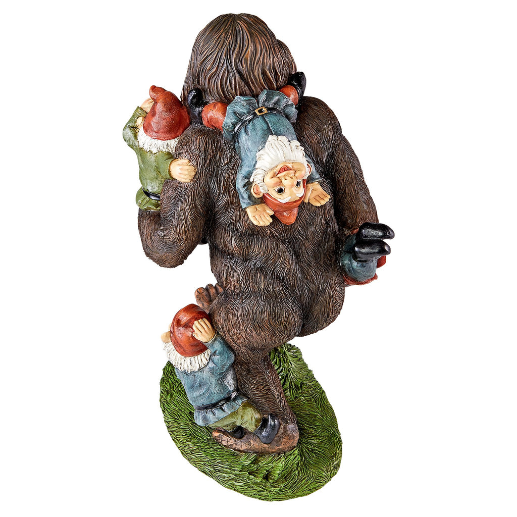 Design Toscano Schlepping the Garden Gnomes Bigfoot Yeti Indoor/Outdoor Garden Statue, 16 Inch Tall, Cast Stone Resin, Painted Full Color Finish