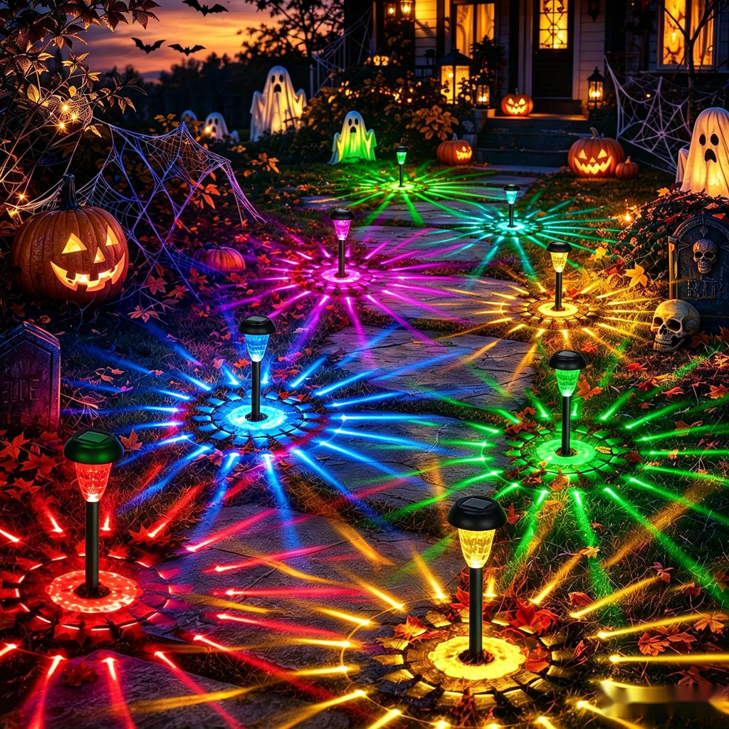 TISEJOY Solar Lights Outdoor Waterproof for Pathway, 12 Pack Color Changing