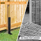 TANIVO 4 Pack Fence Post Anchor Repair Kit – Heavy Duty Steel Ground Stakes with Adjustable Width and Reinforced Base for Fixing Tilted or Broken Wooden Fence Posts