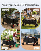 47" Collapsible Wagon Cart Foldable 300L Capacity Compact Folded Size