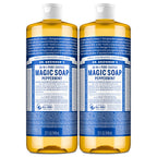 Dr. Bronner's Peppermint Pure-Castile Liquid Soap, Body Wash, 32 oz 2-Pack