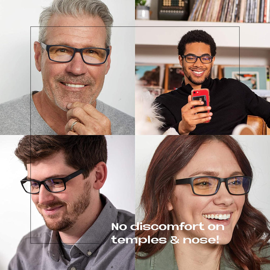 Readerest Blue Light Blocking Reading Glasses - 1.5 x Magnification Strength - Computer Eyeglasses with Thin Reflective Lens, UV Protection, Antiglare - Stylish Glasses for Men and Women - Black