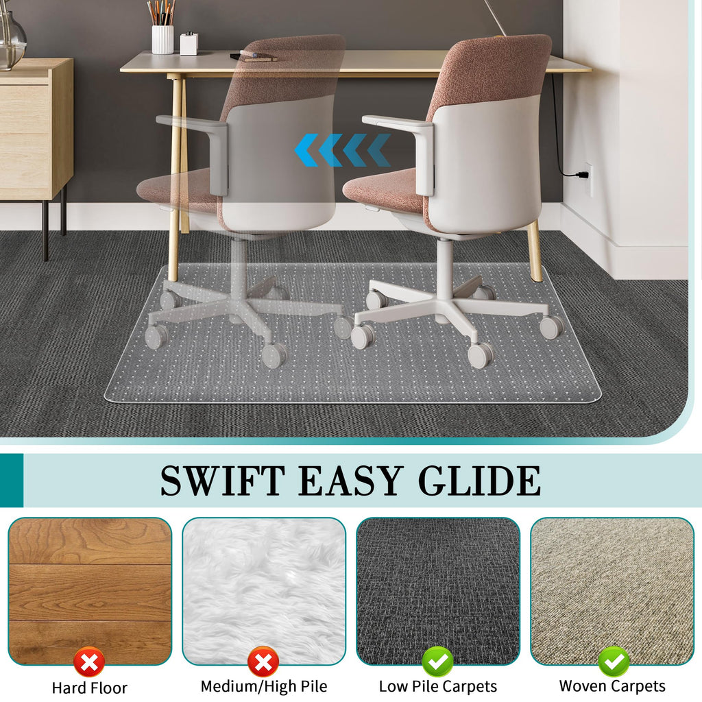 BesWin Office Chair Mat for Carpet, 30" x 48", Clear