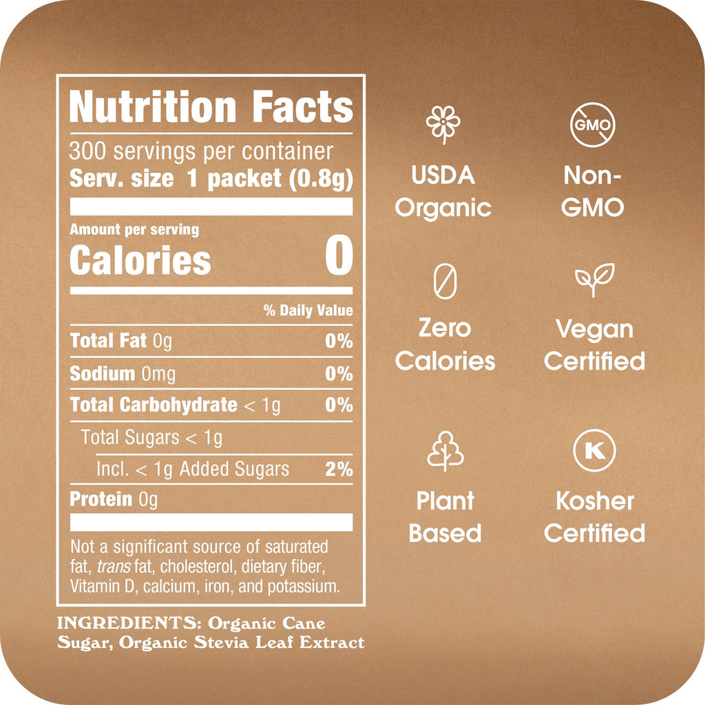Stevia In The Raw, Organic Stevia Sweetener Packets, 300 Ct